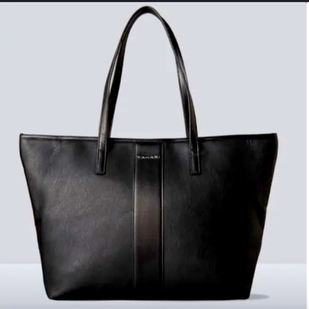 🆕Tahari All Black Zipper Top Tote